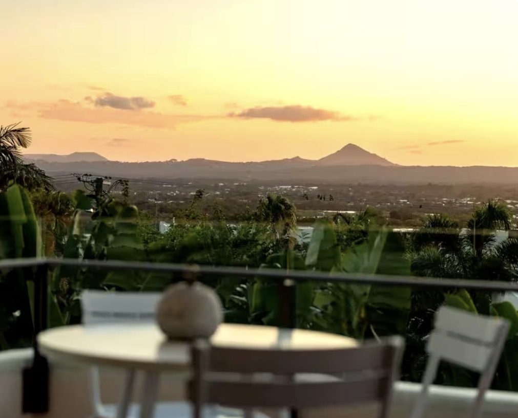 Sunset over Mount Cooroy from a Belmont Noosa terrace